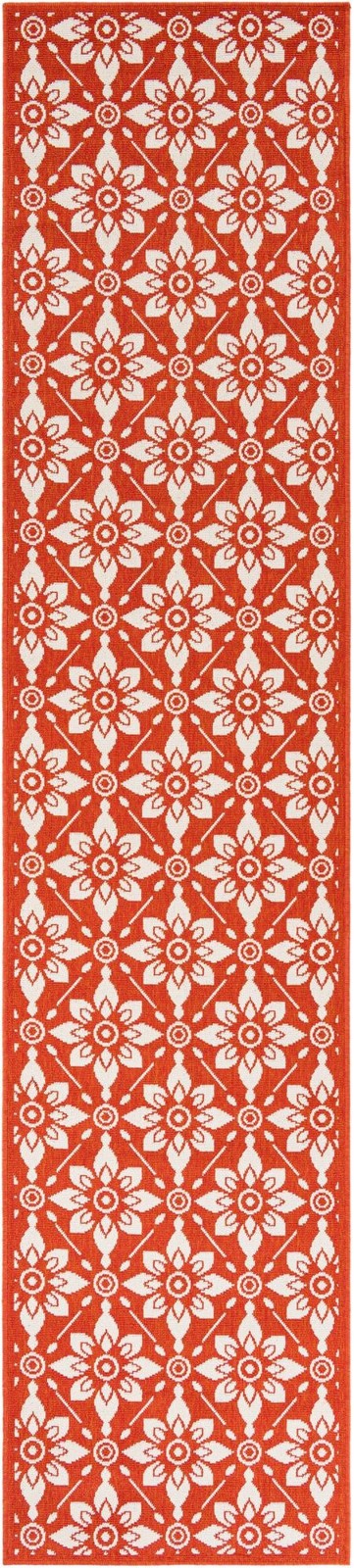 2' 7 x 12' Selwyn · Floral trellis Outdoor Rug, rust and ivory