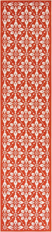 2' 7 x 12' Selwyn · Floral trellis Outdoor Rug, rust and ivory