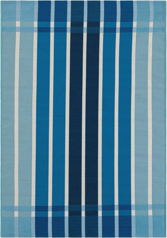4' x 6' Lomax · Striped Outdoor Rug, shades of blue