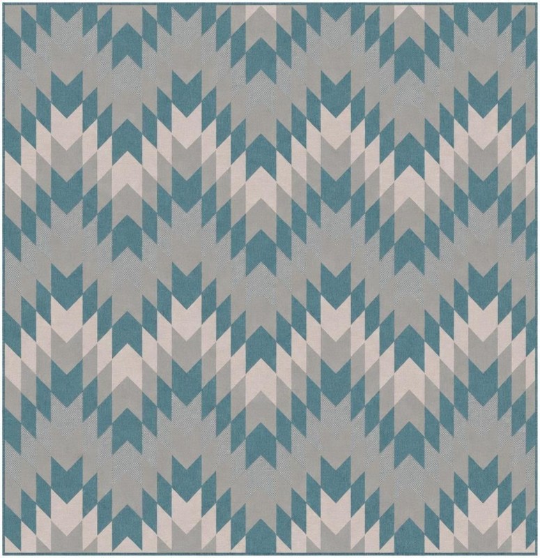 13' x 13' Morrell · Chevron Outdoor Rug, aqua and ivory