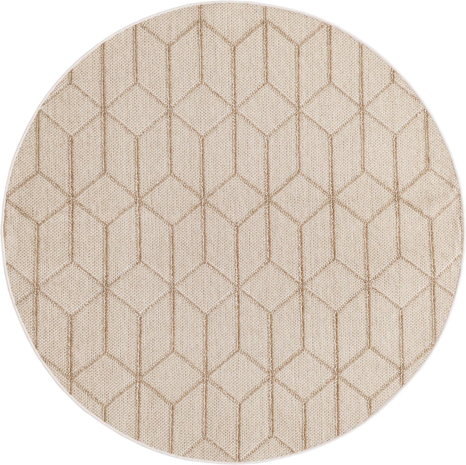 5' 3 x 5' 3 Jasper · Geometric diamond Outdoor Rug, beige and cream