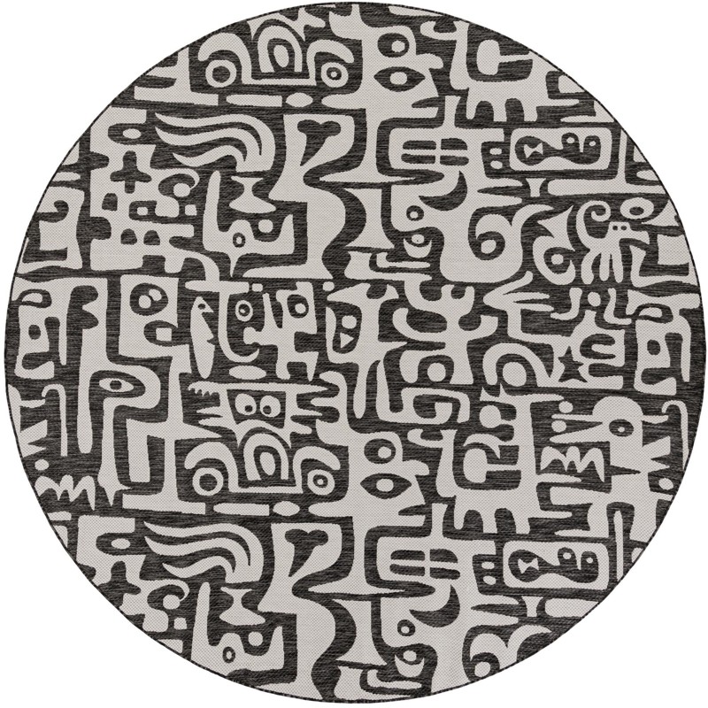 10' x 10' Hungerford · Abstract Outdoor Rug, black and white