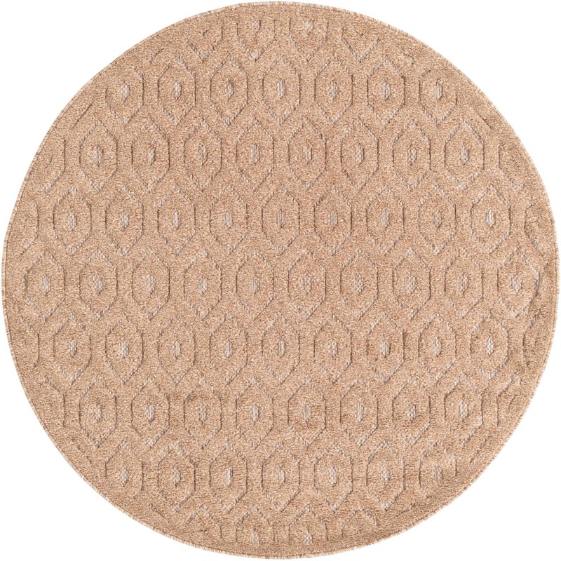 5' 3 x 5' 3 Roanoke · Geometric lattice Outdoor Rug, warm beige