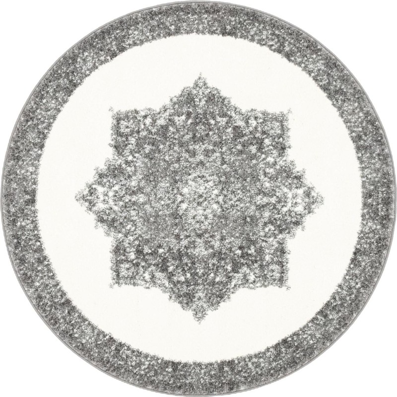 Thurston · Medallion rug, gray and ivory