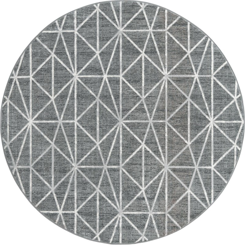 7' x 7' Gilman · Geometric rug, gray and ivory