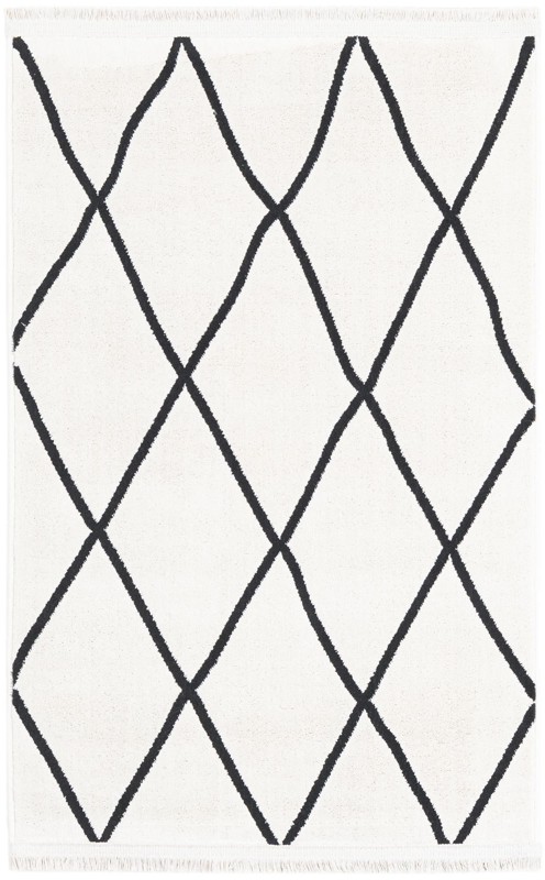 Ledge · Diamond lattice rug, black and white