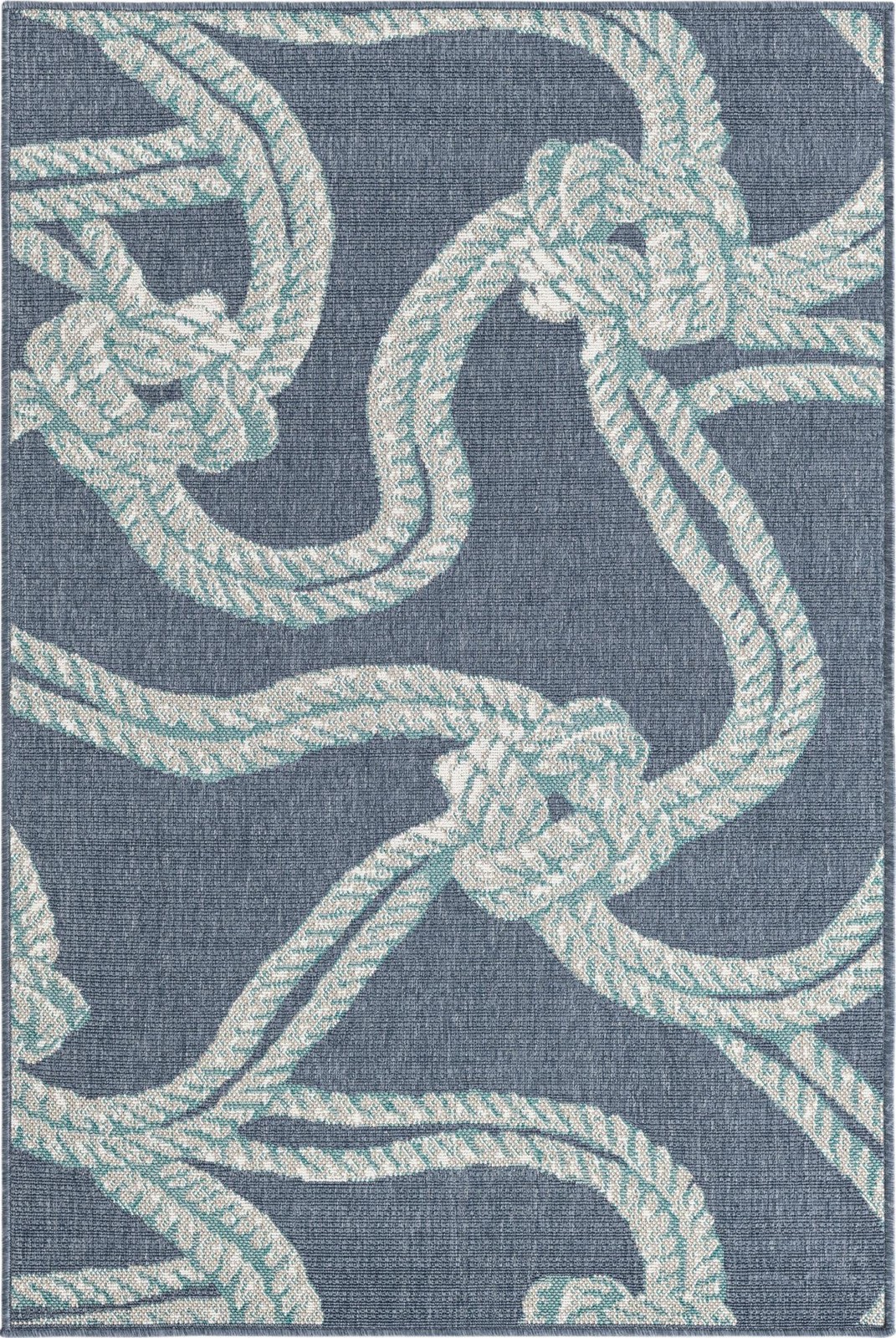 4' x 6' Calder · Nautical rope Outdoor Rug, navy and ivory