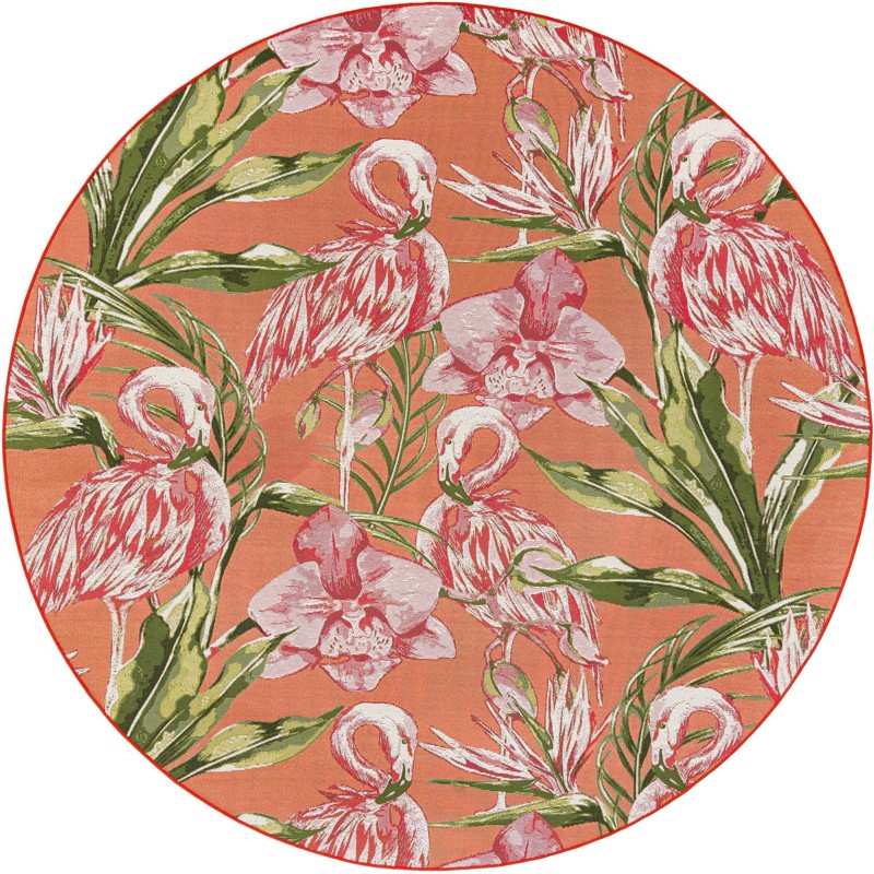 Highland · Flamingo Outdoor Rug, coral and green