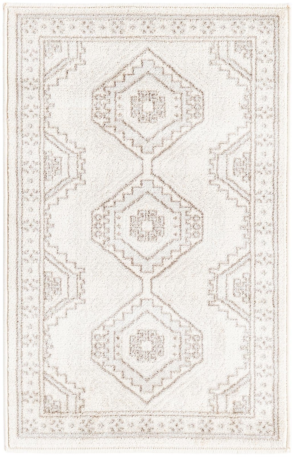 2' x 3' Harmon · Geometric diamond rug, ivory and brown