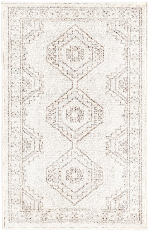 2' x 3' Harmon · Geometric diamond rug, ivory and brown