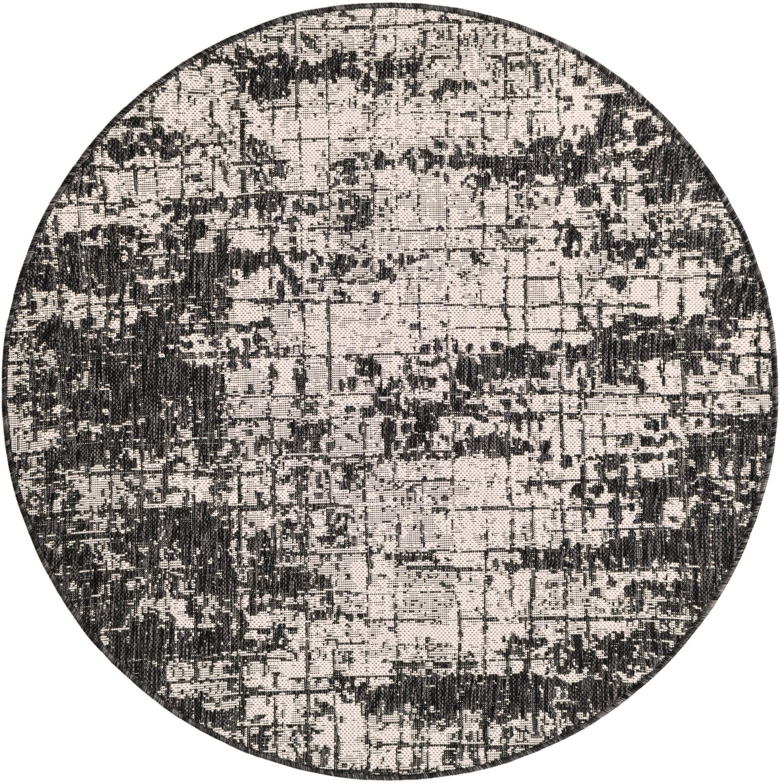 4' x 4' Rigby · Abstract Outdoor Rug, black and white