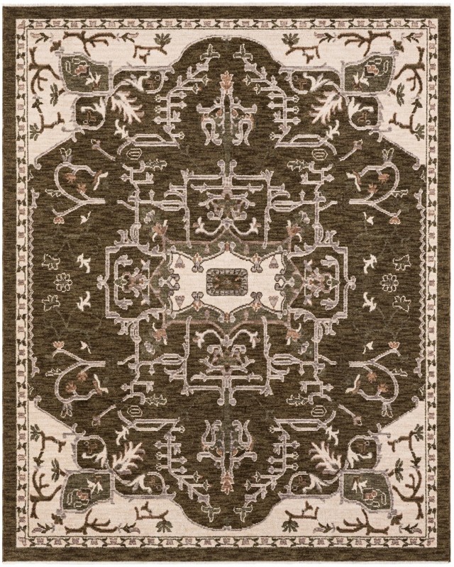 8' x 10' Colter · Medallion rug, olive and ivory