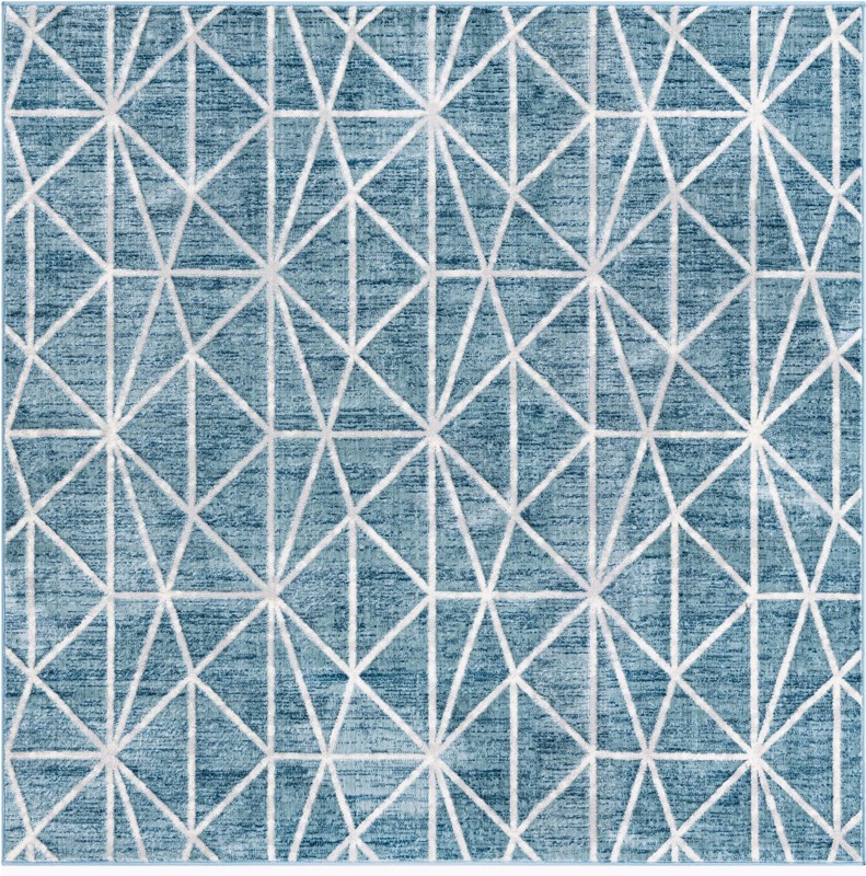 7' x 7' Gilman · Geometric rug, blue