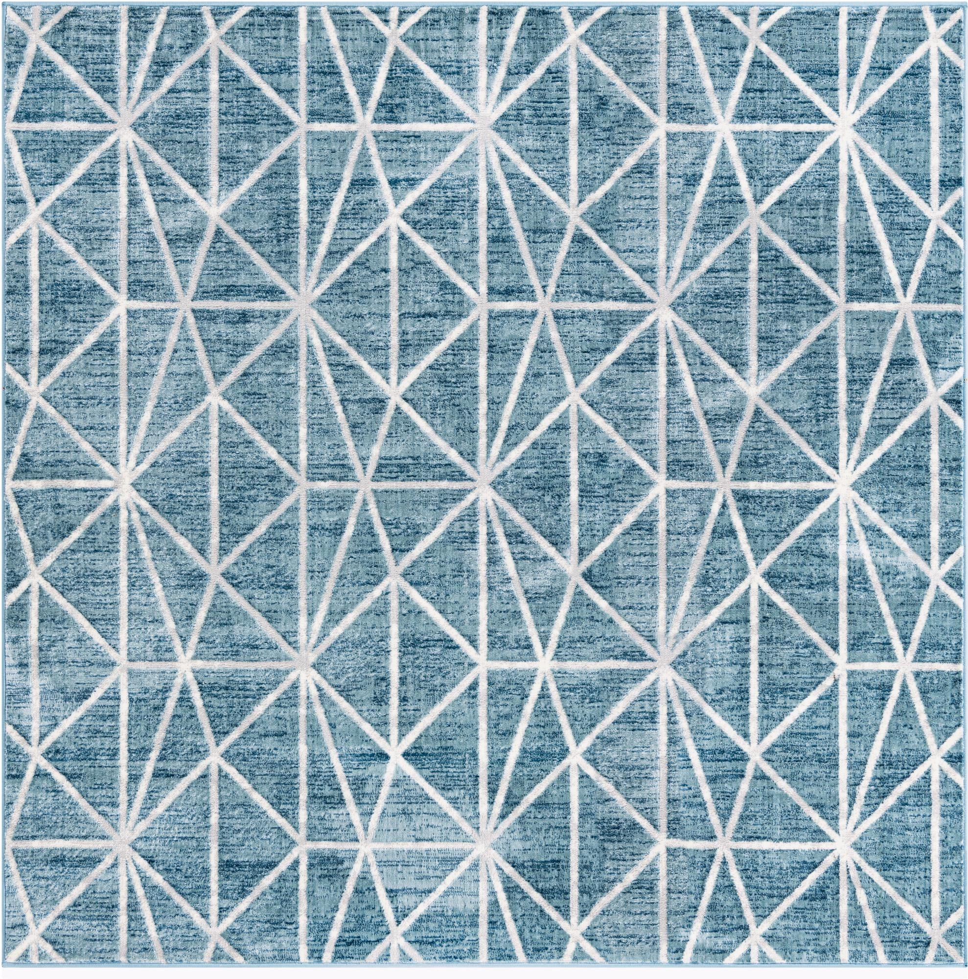 7' x 7' Gilman · Geometric rug, blue
