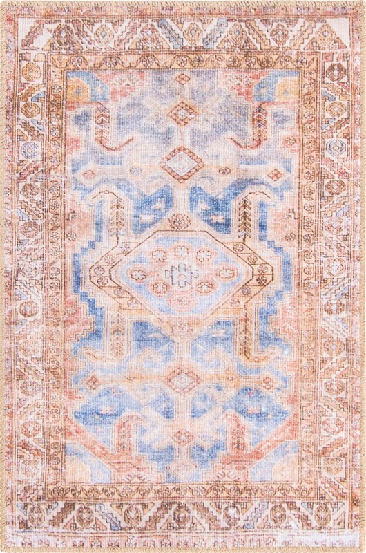 2' x 3' Walford · Medallion Washable Rug, blue and rust