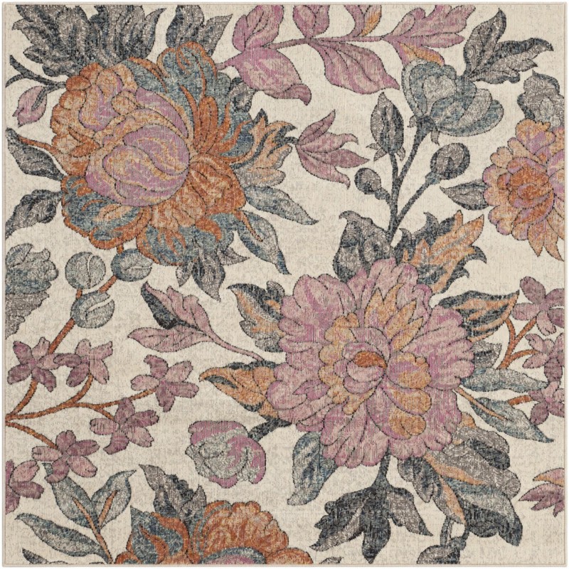 5' x 5' Sandstone · Floral / botanical rug, multi