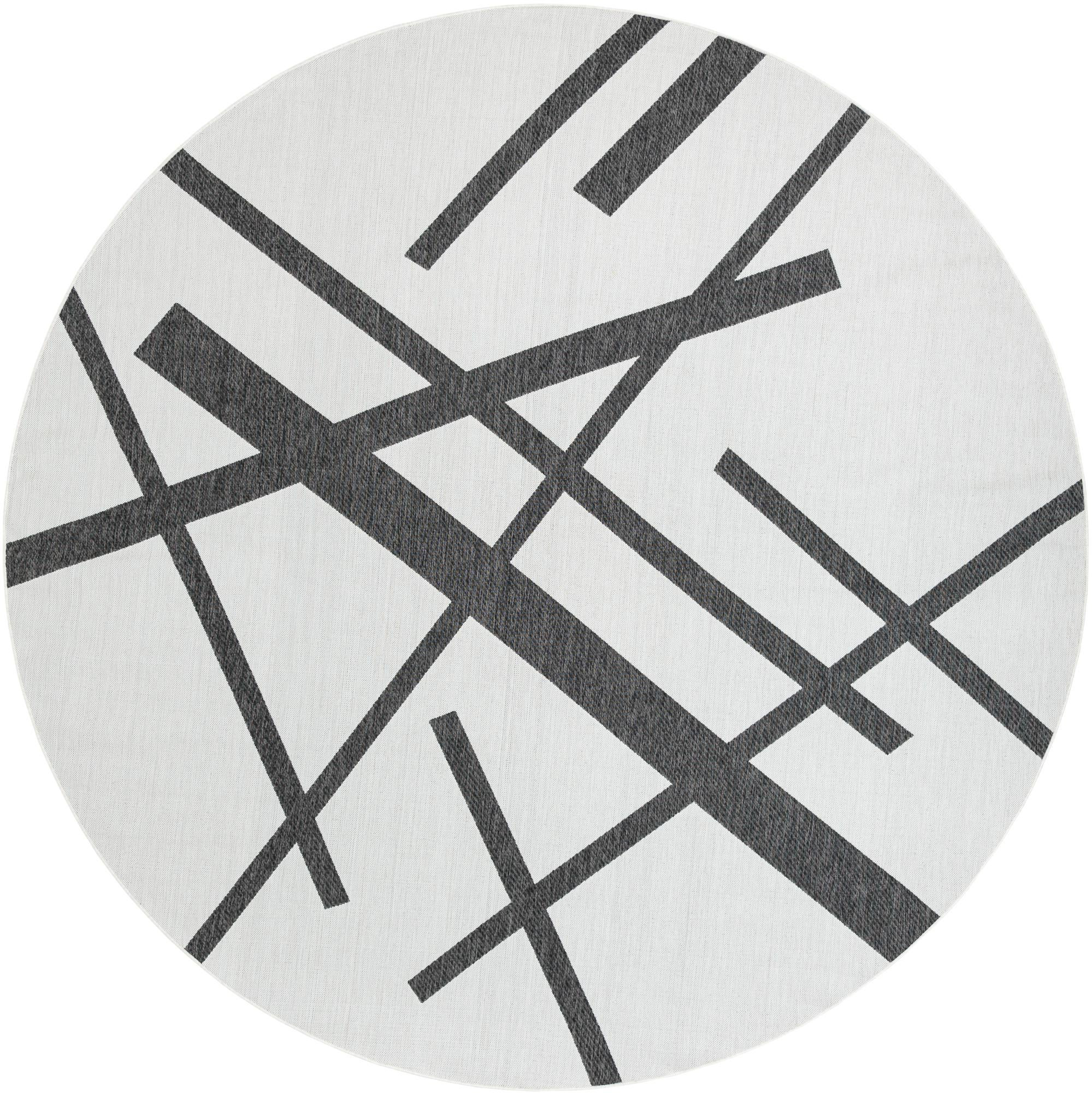 12' x 12' Saffron · Abstract Outdoor Rug, black and white