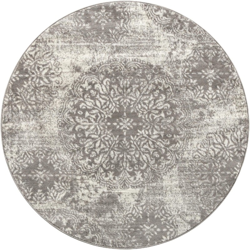5' 3 x 5' 3 Blakemore · Distressed medallion rug, gray and ivory