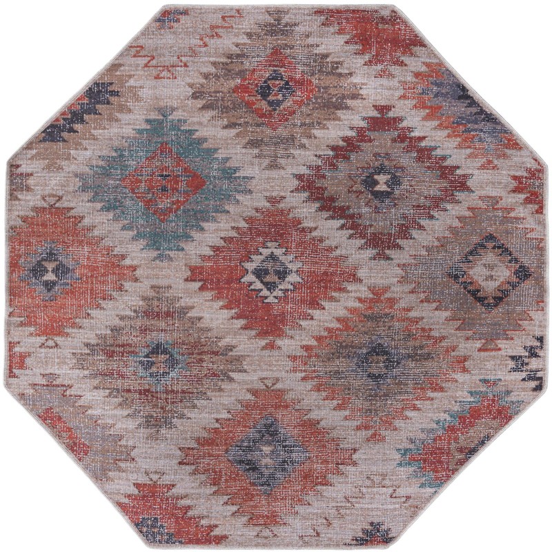7' 10 x 7' 10 Craddock · Southwestern diamond Washable Rug, rust and beige