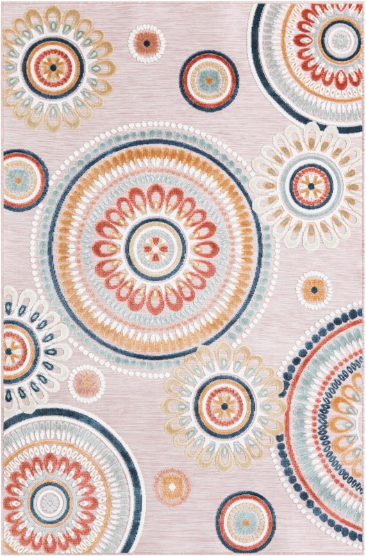 5' 2 x 8' Whitefish · Medallion Outdoor Rug, pink