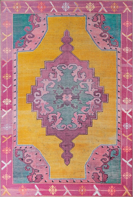 8' 4 x 12' Sanderson · Border Washable Rug, yellow