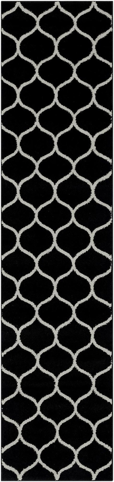 2' x 9' Ingram · Lattice rug, black and ivory