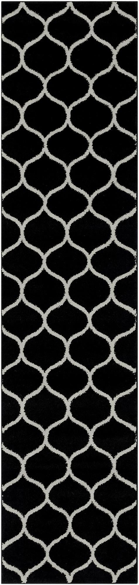 2' x 9' Ingram · Lattice rug, black and ivory