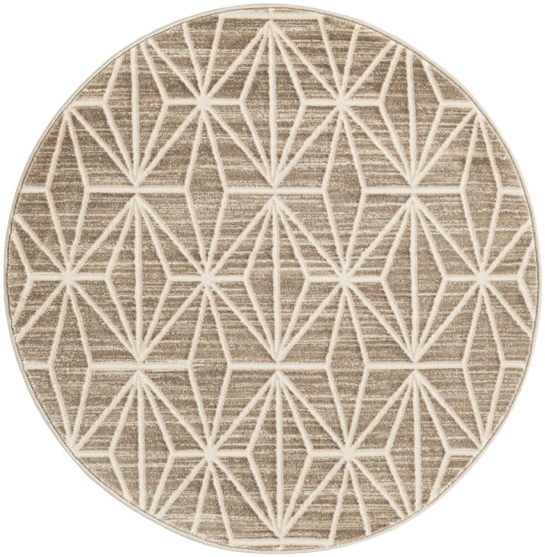 Deerbrush · Geometric lattice rug, brown and ivory