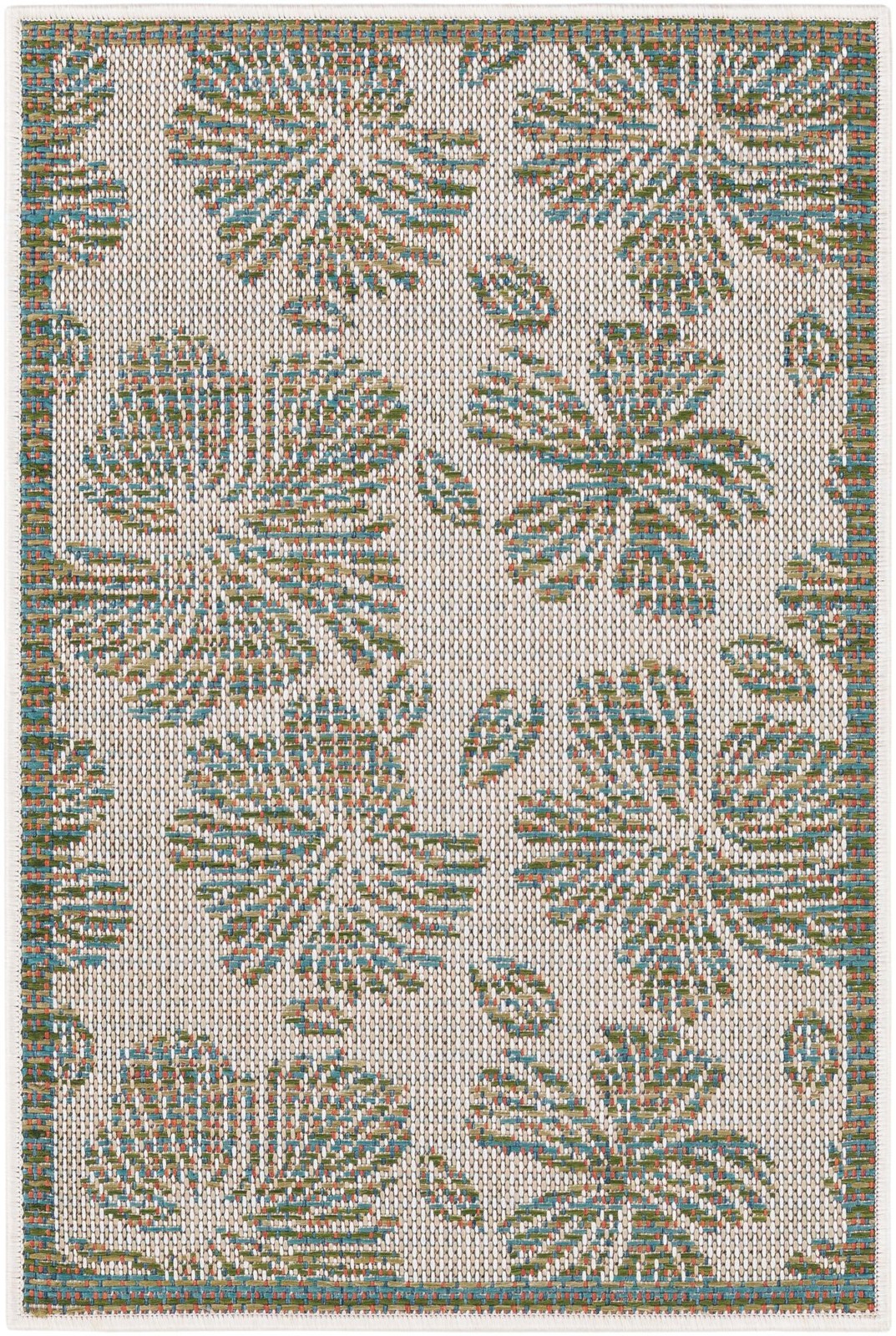 2' x 3' 1 Cortland · Border Outdoor Rug, ivory and beige