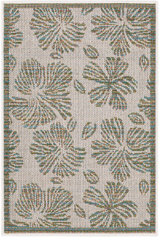 Cortland · Border Outdoor Rug, ivory and beige