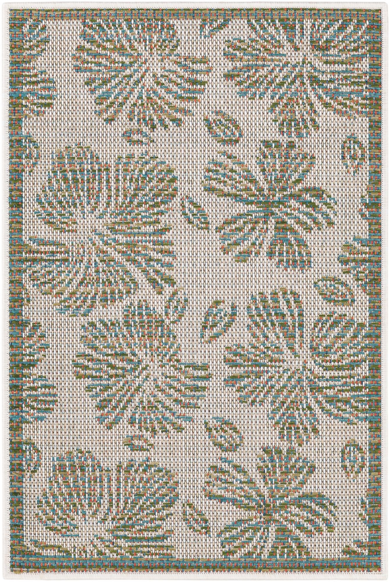 2' x 3' 1 Cortland · Border Outdoor Rug, ivory and beige