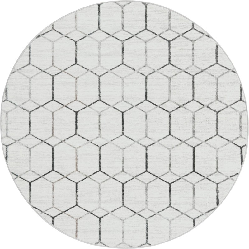 7' x 7' Babcock · Geometric rug, white