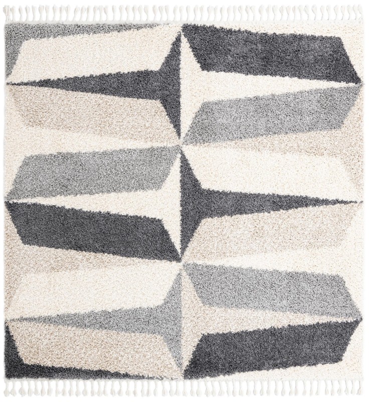 Bridger · Geometric shag rug, gray and ivory