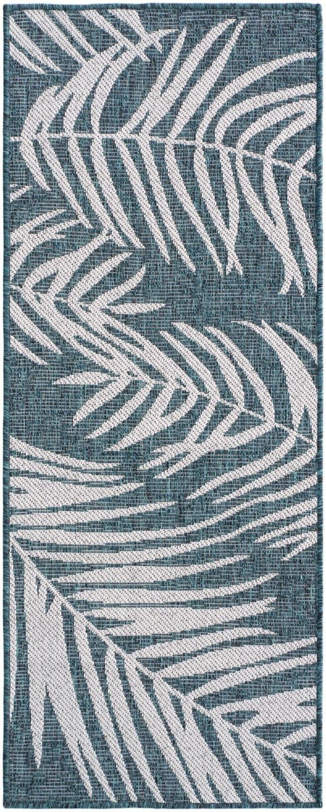 2' x 5' Moody · Floral / botanical Outdoor Rug, teal