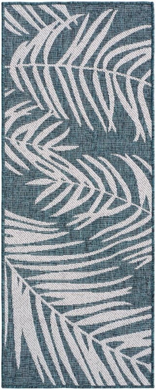 2' x 5' Moody · Floral / botanical Outdoor Rug, teal