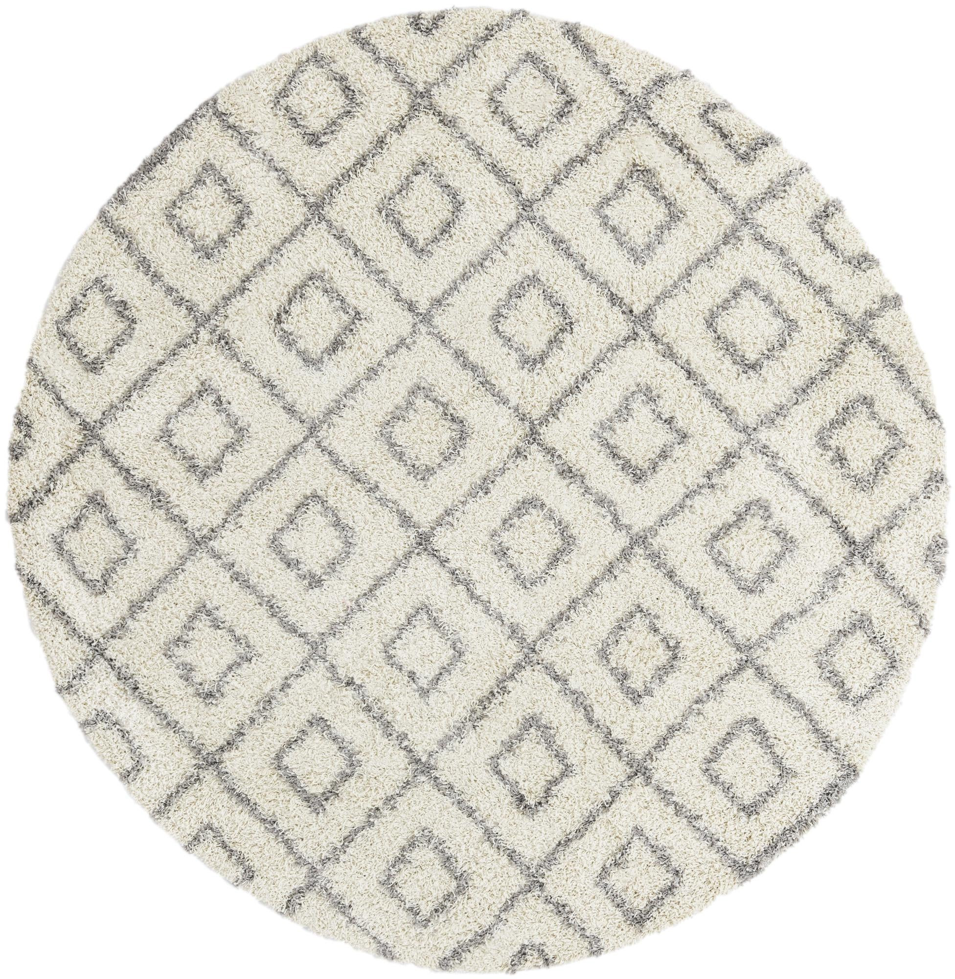 7' 10 x 7' 10 Brock · Geometric Shag Rug, ivory