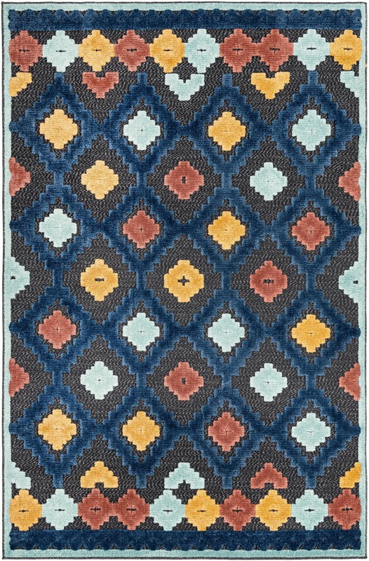 5' 3 x 8' Beale · Border Outdoor Rug, charcoal