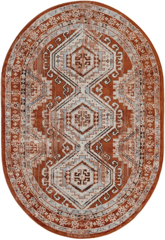 4' x 6' Harmon · Border rug, terracota red