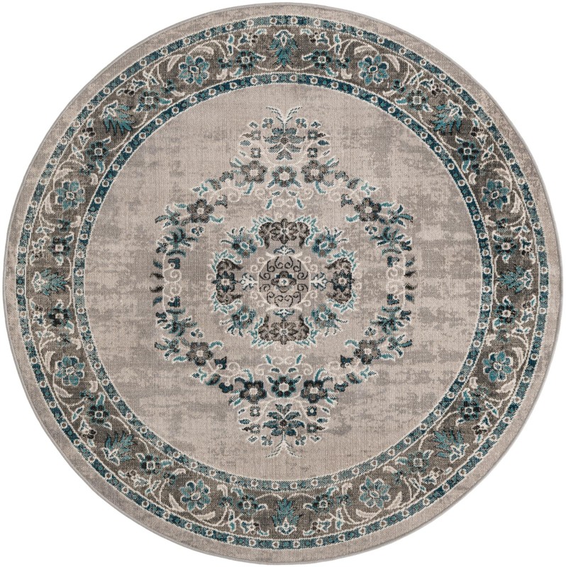 5' 3 x 5' 3 Jeffers · Border rug, grey