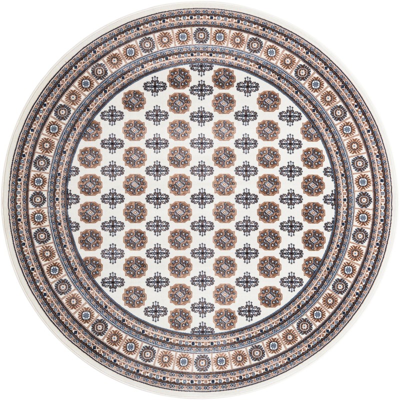 7' 10 x 7' 10 Pitcairn · Geometric medallion rug, ivory and navy