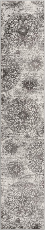 3' 3 x 16' 5 Blakemore · Distressed medallion rug, gray and ivory