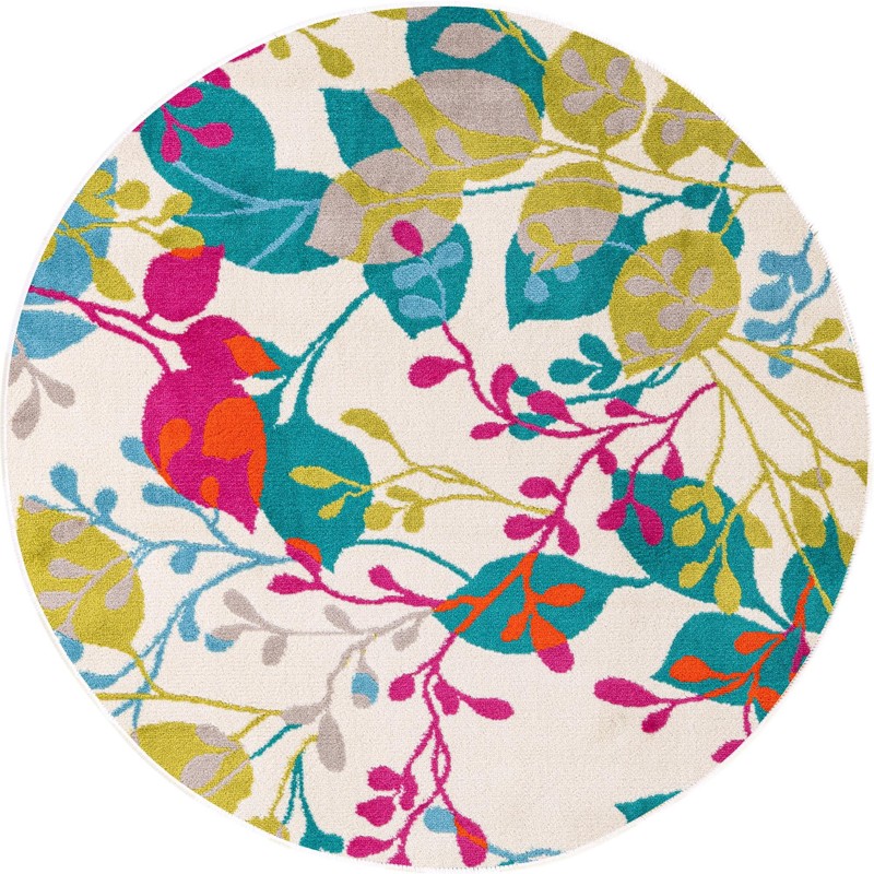 3' x 3' Lilburn · Floral / botanical rug, ivory
