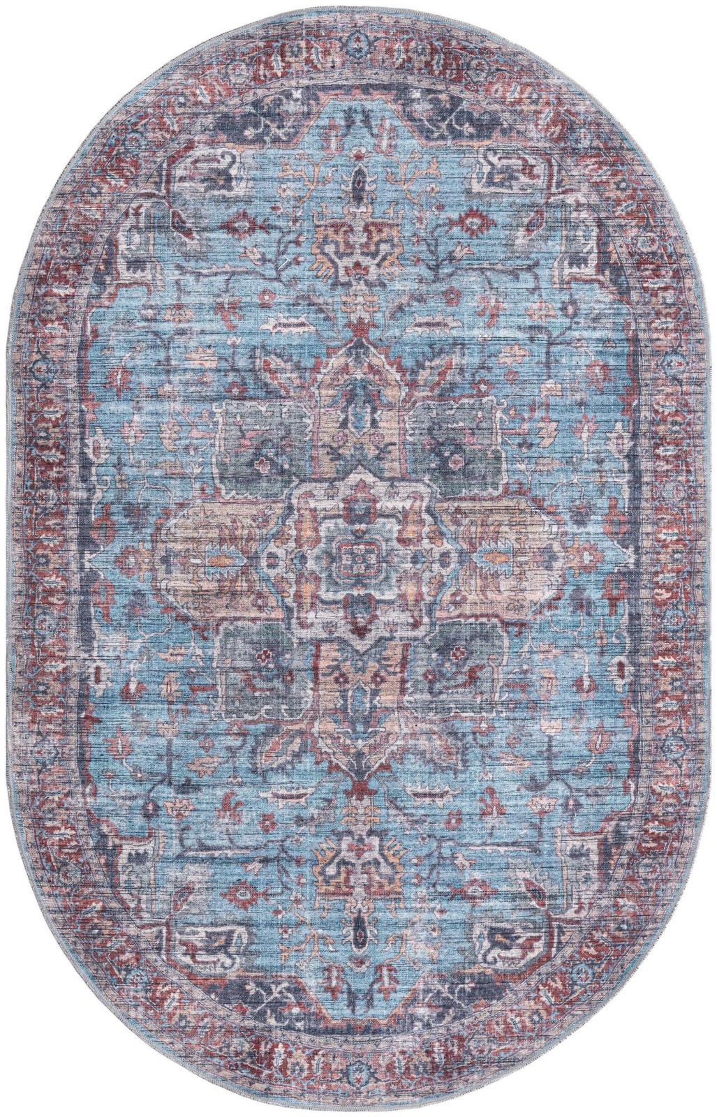 5' 3 x 8' Roarke · Border Washable Rug, blue