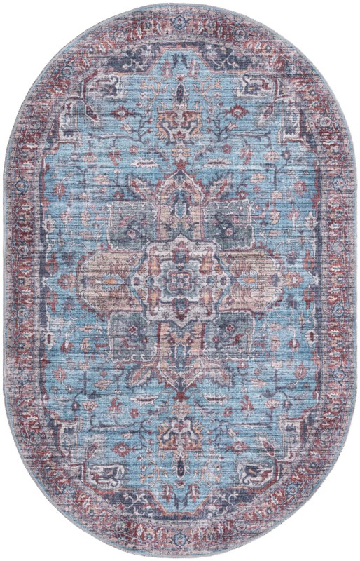 5' 3 x 8' Roarke · Border Washable Rug, blue