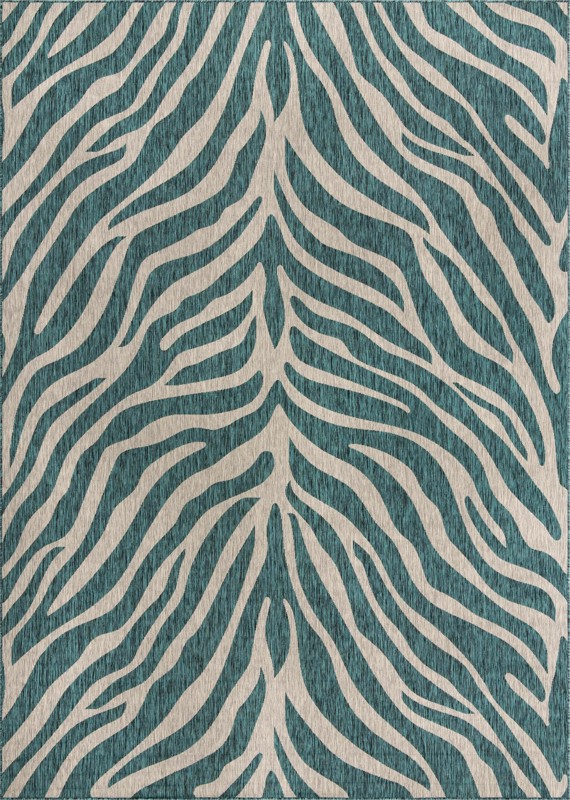 Abney · Animal print Outdoor Rug, teal