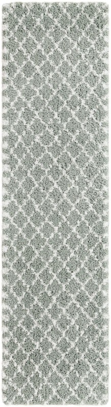 2' 7 x 10' Jameson · Trellis Shag Rug, cyan and ivory