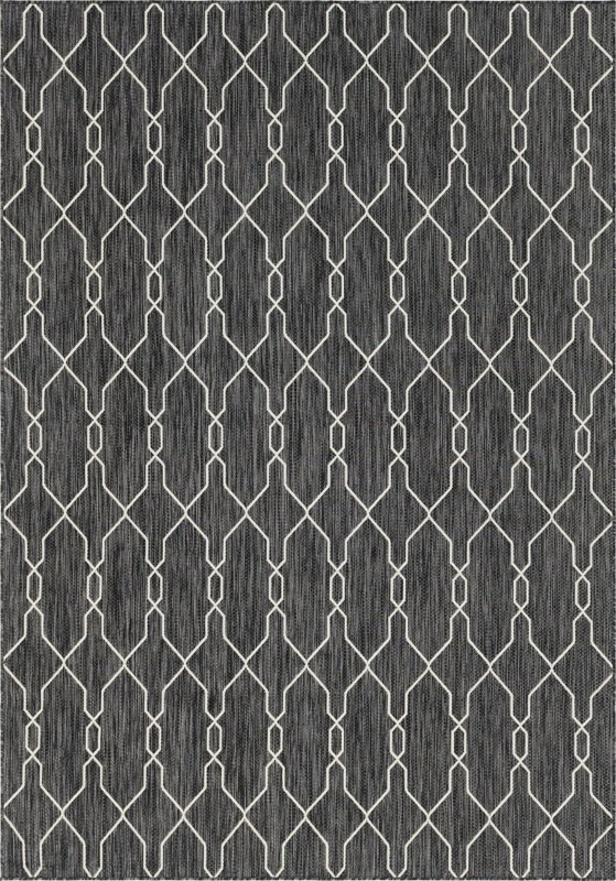 Bronson · Geometric Outdoor Rug, charcoal