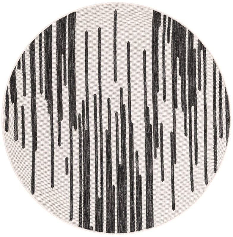 4' x 4' Copse · Abstract Outdoor Rug, black and white