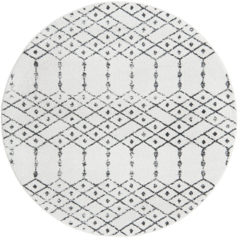 7' 10 x 7' 10 Newcomb · Geometric lattice rug, ivory and charcoal