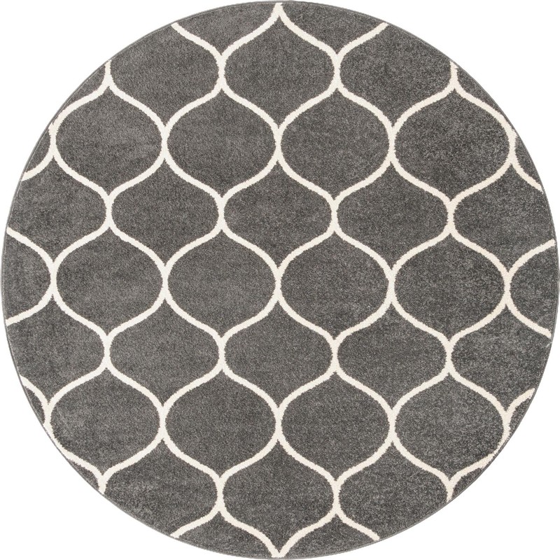 5' 3 x 5' 3 Ingram · Lattice rug, dark gray and ivory